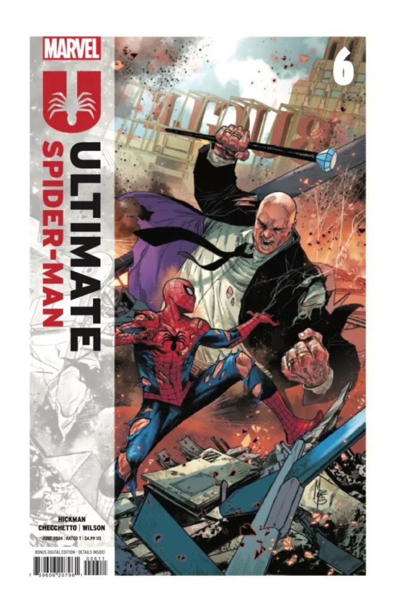 Ultimate Spider-Man #6 cover art featuring Spider-Man fighting the Kingpin.