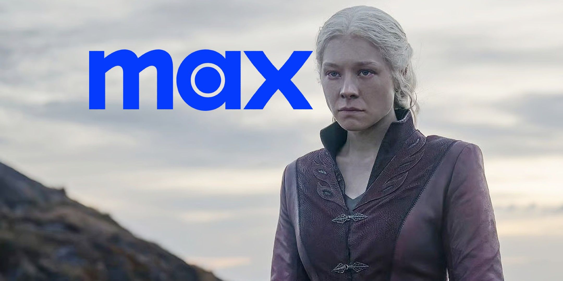 Rhaenyra in House of the Dragon season 2 next to the Max logo