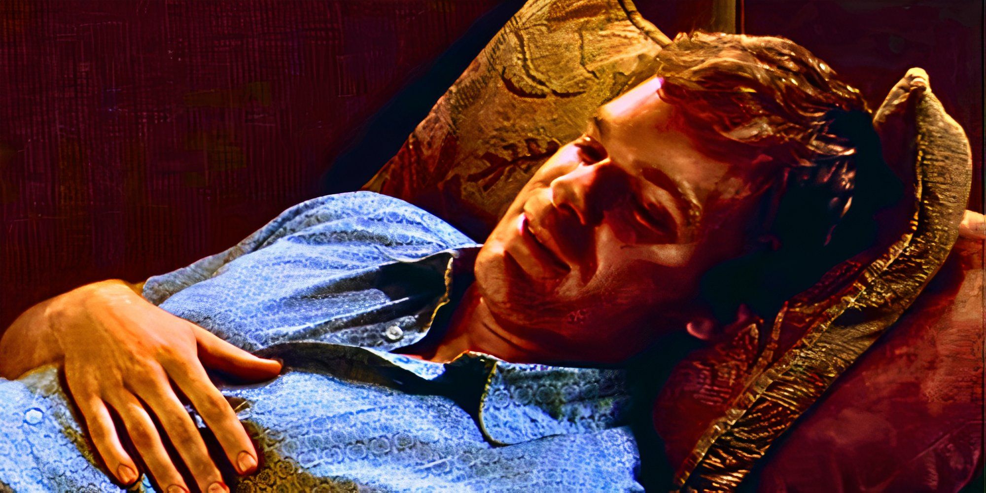 Michael C Hall lying down smiling as Dexter Morgan in Dexter