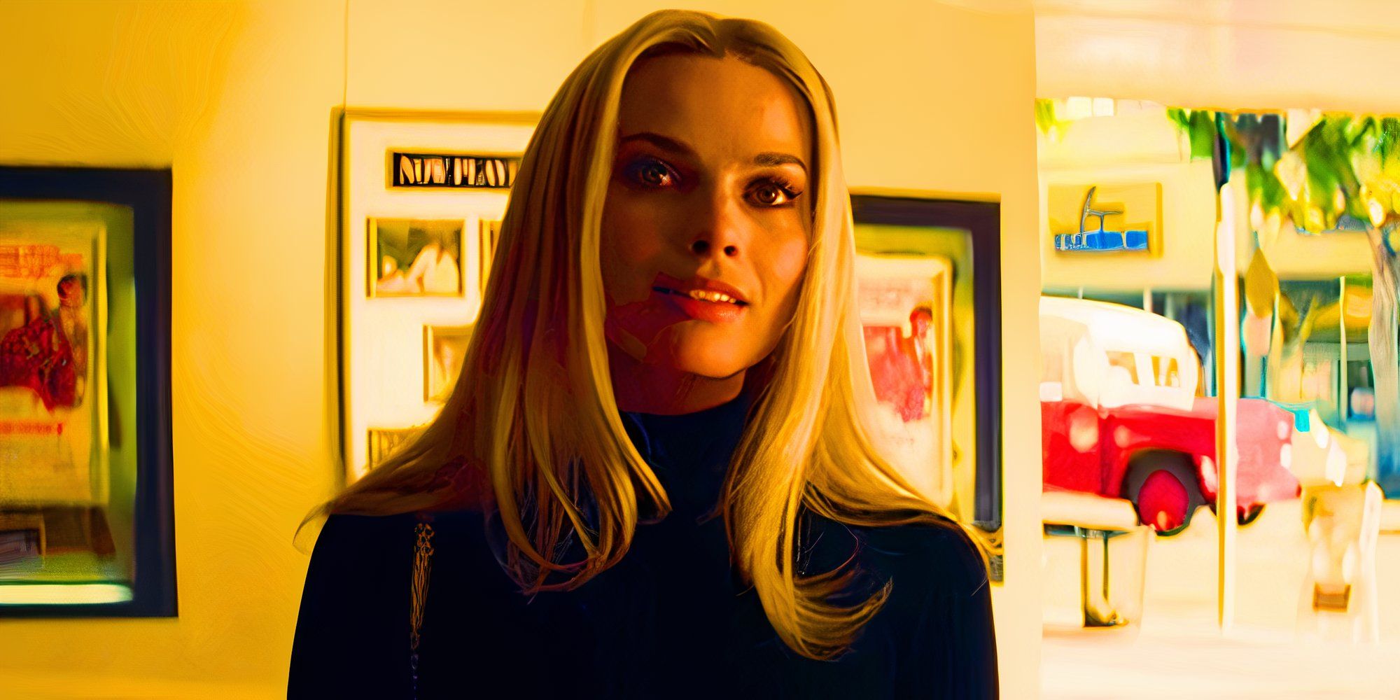 Margot Robbie in Once Upon a Time in Hollywood looking thoughtful