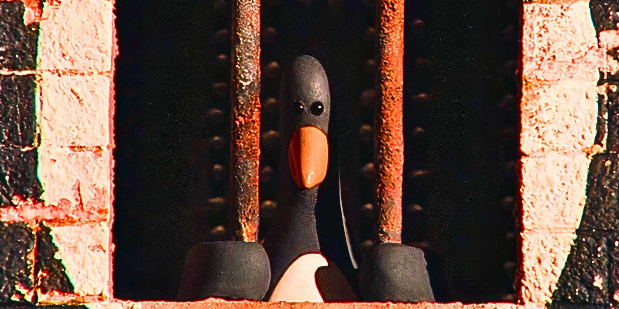 Feathers McGraw in prison in Wallace & Gromit: The Wrong Trousers
