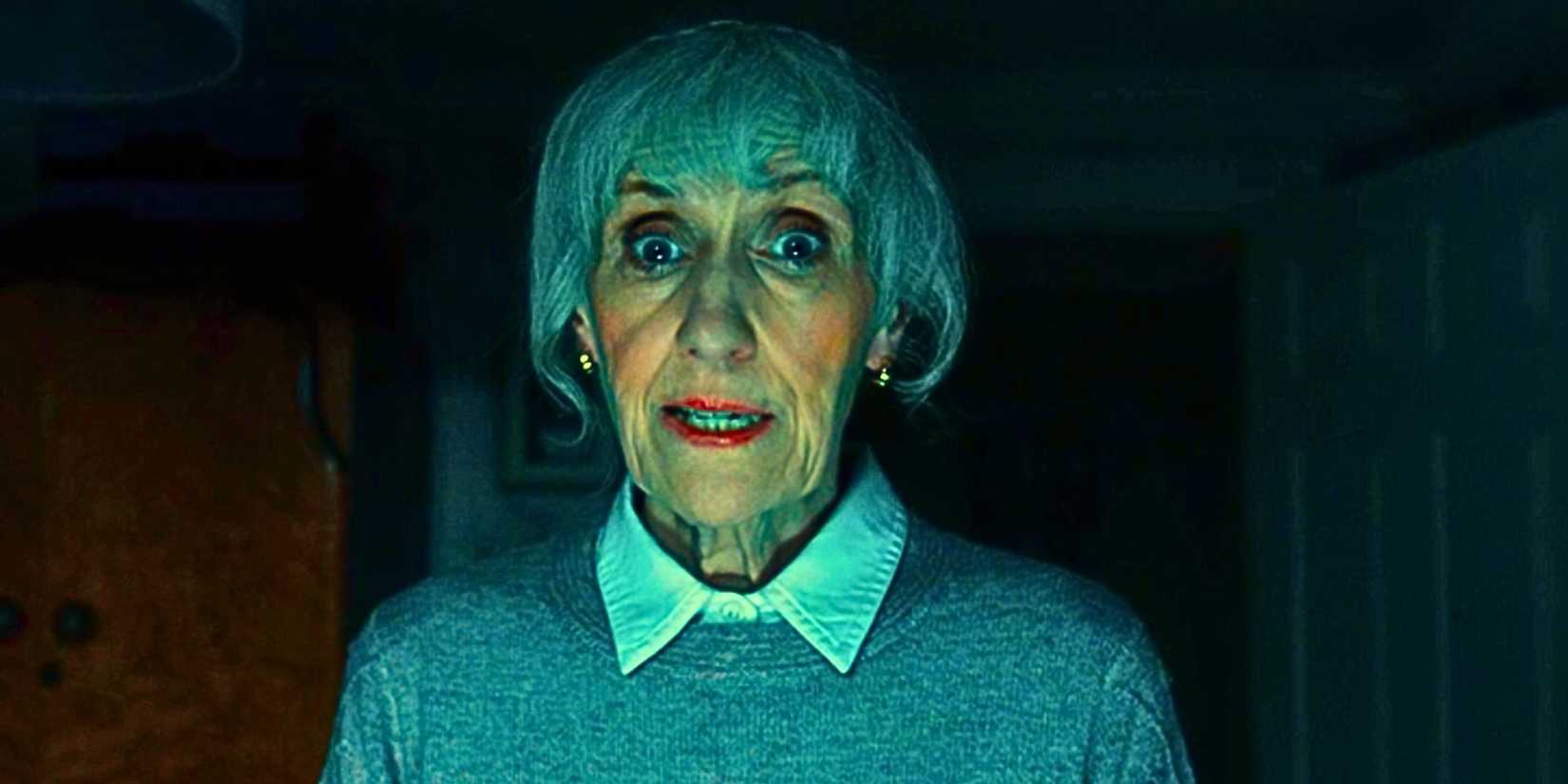 Anita Dobson looking ominous as Mrs. Flood in the Doctor Who episode The Legend of Ruby Sunday.