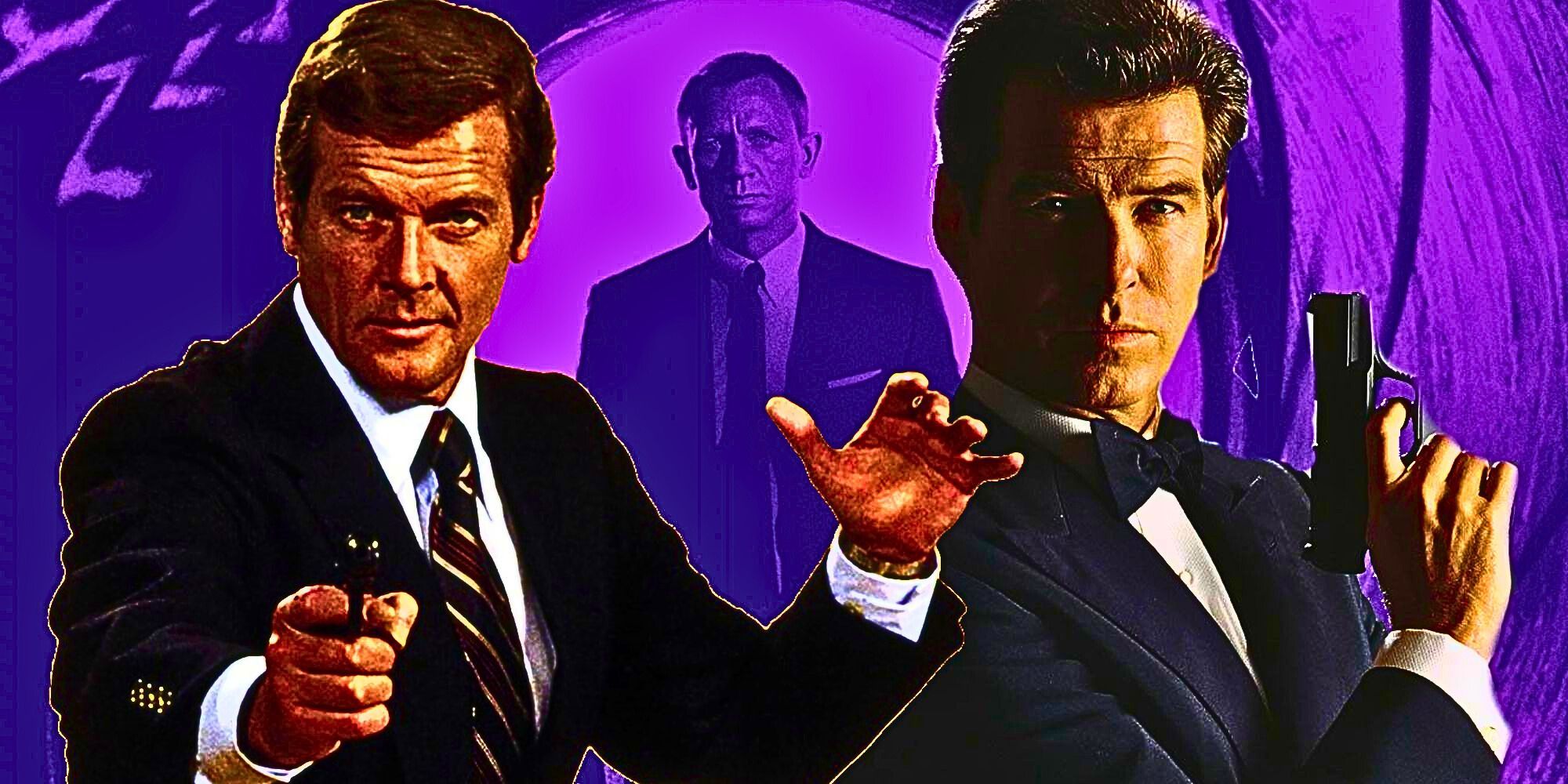 Custom James Bond image of Daniel Craig, Roger Moore, and Pierce Brosnan