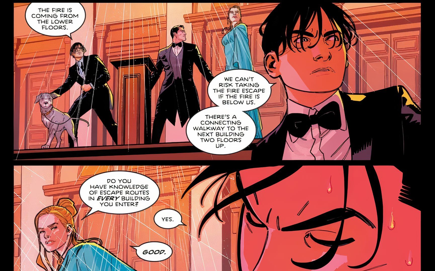 Damian Wayne conta a Barbara Gordon como sair da gala em chamas em Asa Noturna #115