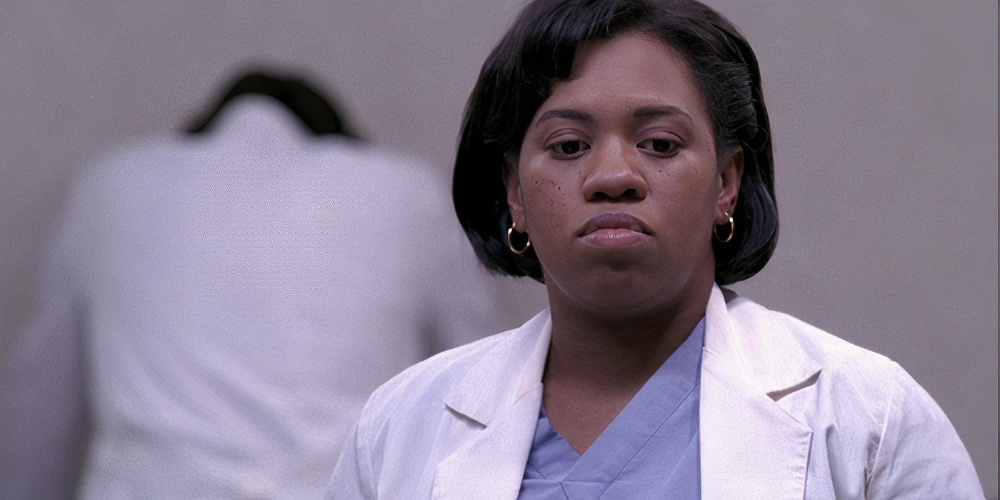 Miranda Bailey waiting for Derek Shepherd to compose himself in the Grey's Anatomy episode Into You Like a Train.