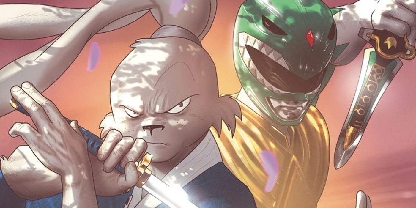Usagi Yojimbo poses with Green Ranger Tommy Oliver of the Mighty Morphin Power Rangers