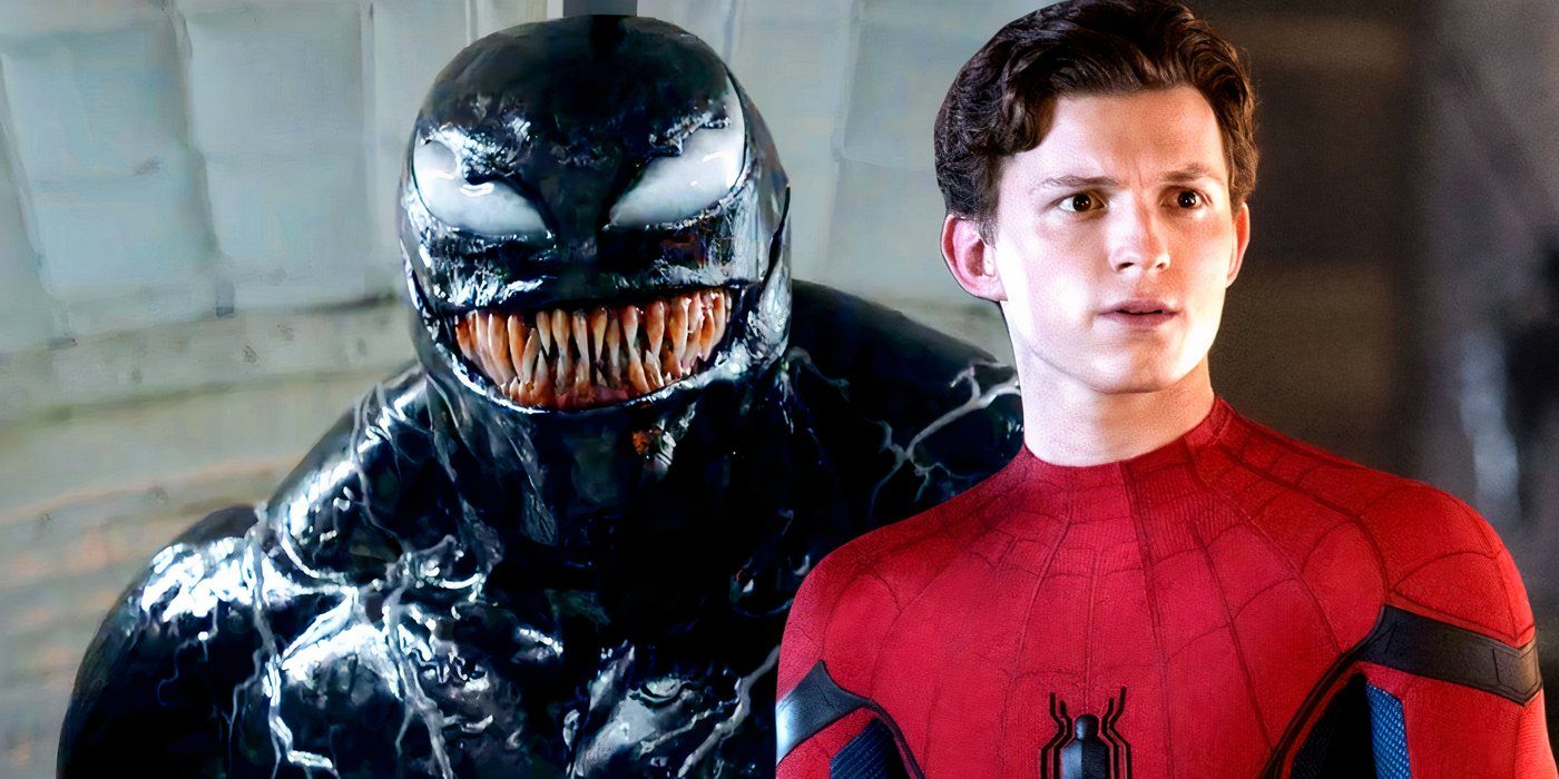Venom from The Last Dance and Tom Holland as the MCU's Spider-man