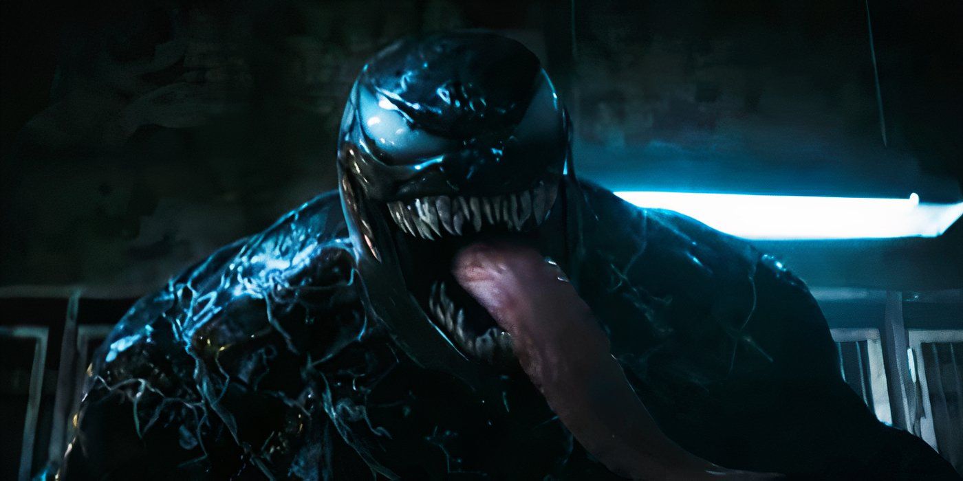 Venom sticking out his tongue in Venom The Last Dance trailer