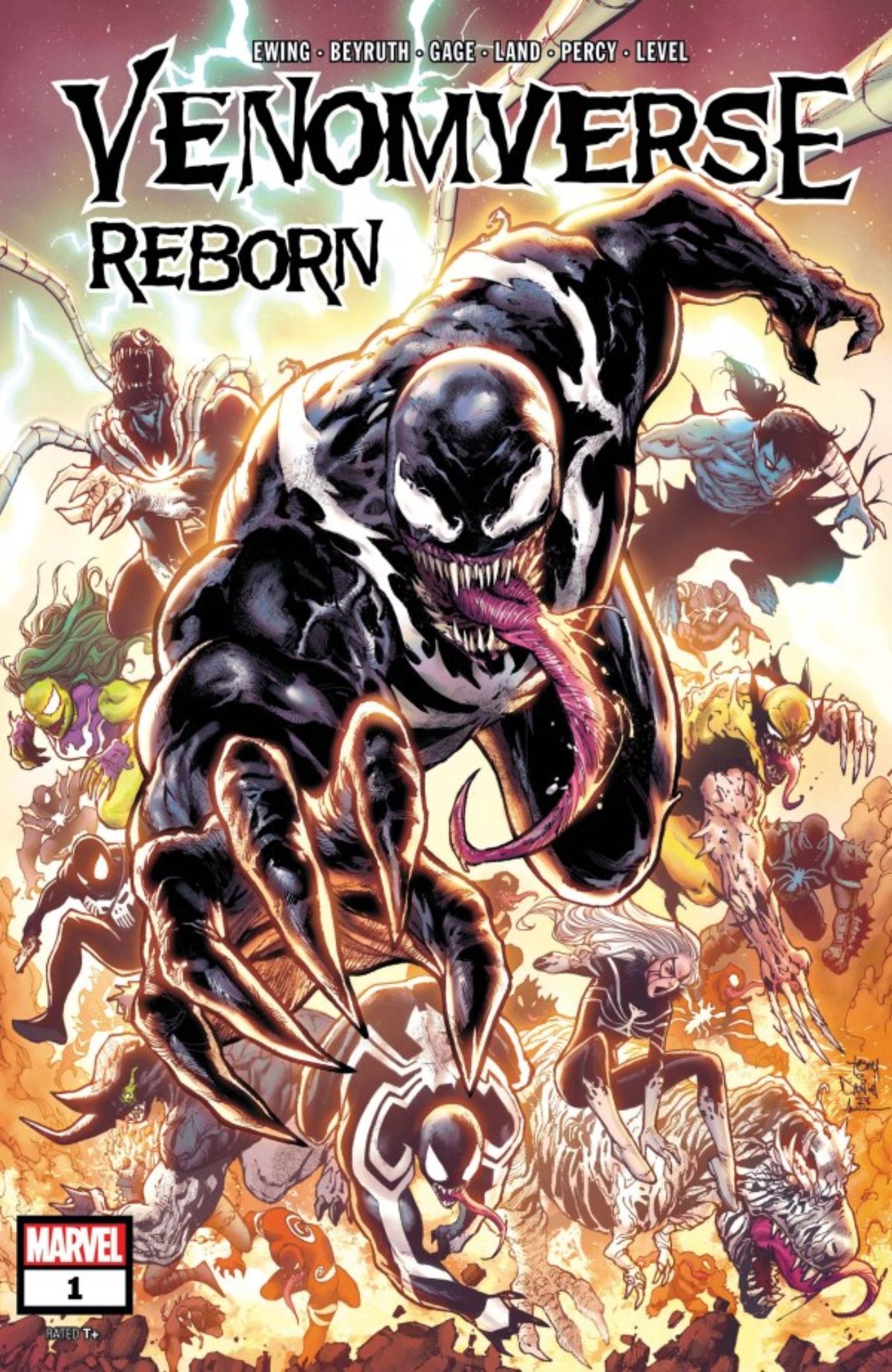 Venomverse: Reborn #1 cover featuring different Venoms from across the multiverse.