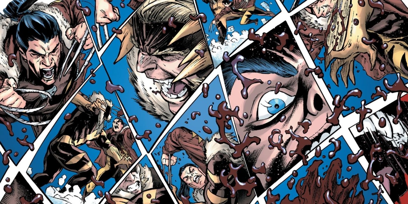 Wolverine's son, Akihiro, getting torn apart by Sabretooth.