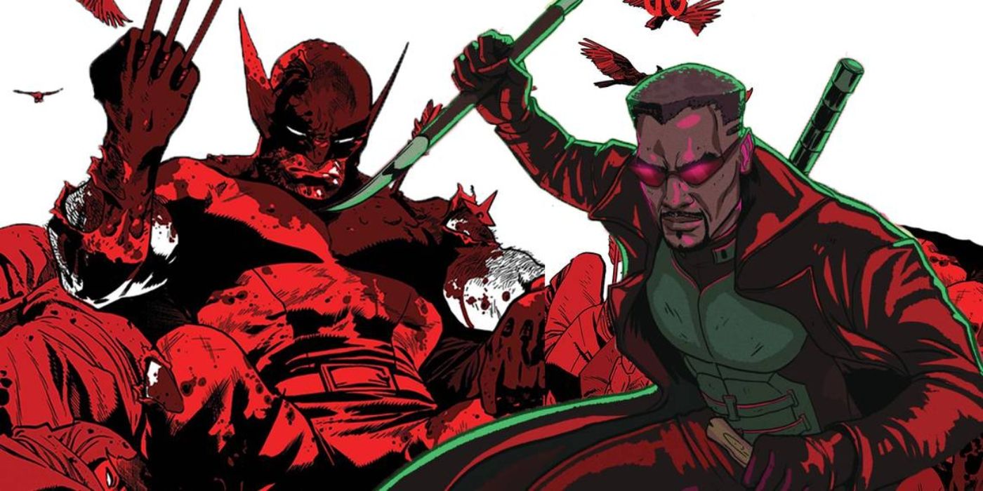 Wolverine e Blade matando vampiros juntos.