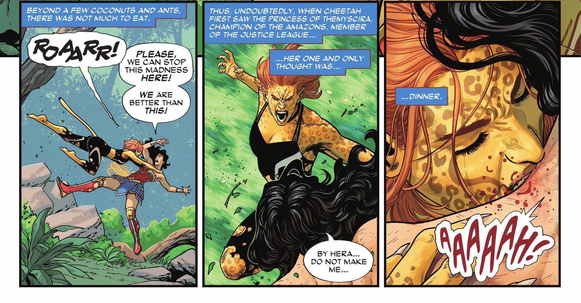 Wonder Woman #10 Cheetah menggigit Leher Wonder Woman