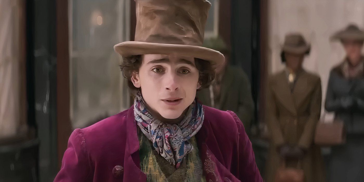 Wonka (Timothee Chalamet) looking disappointed