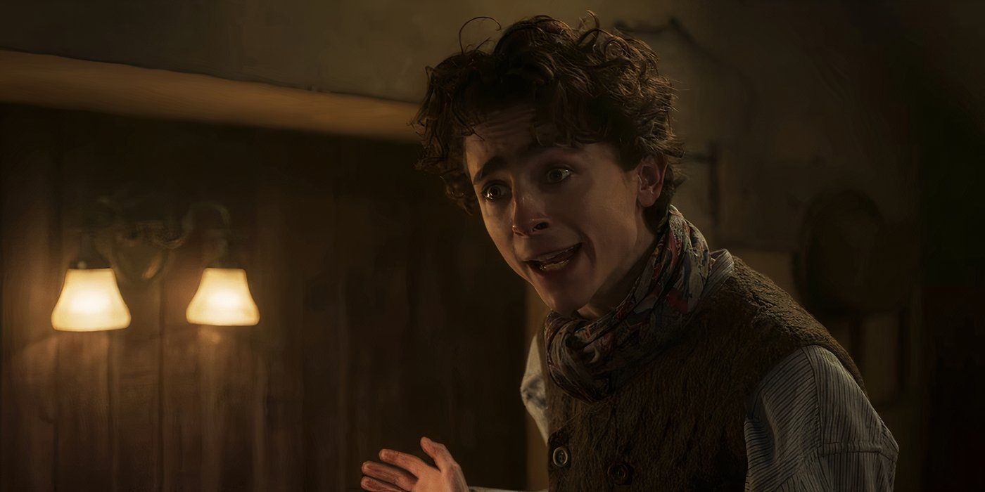 Wonka (Timothy Chalamet) habla con entusiasmo sobre cómo hacer chocolate