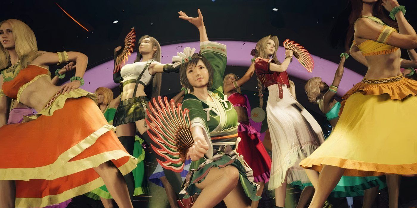 Yuffie danza al Gold Saucer indossando il costume da intrattenitrice