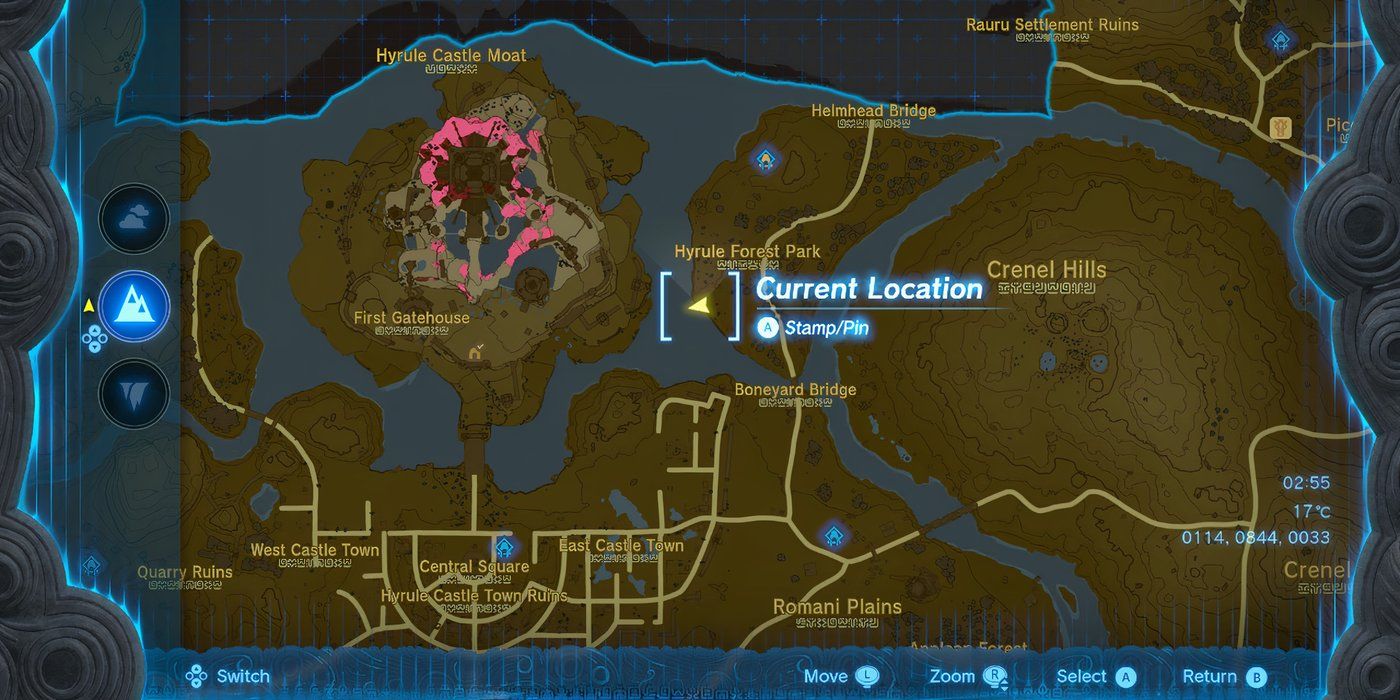 A localização do Apapes Lightroot marcada no mapa de The Legend of Zelda: Tears of the Kingdom