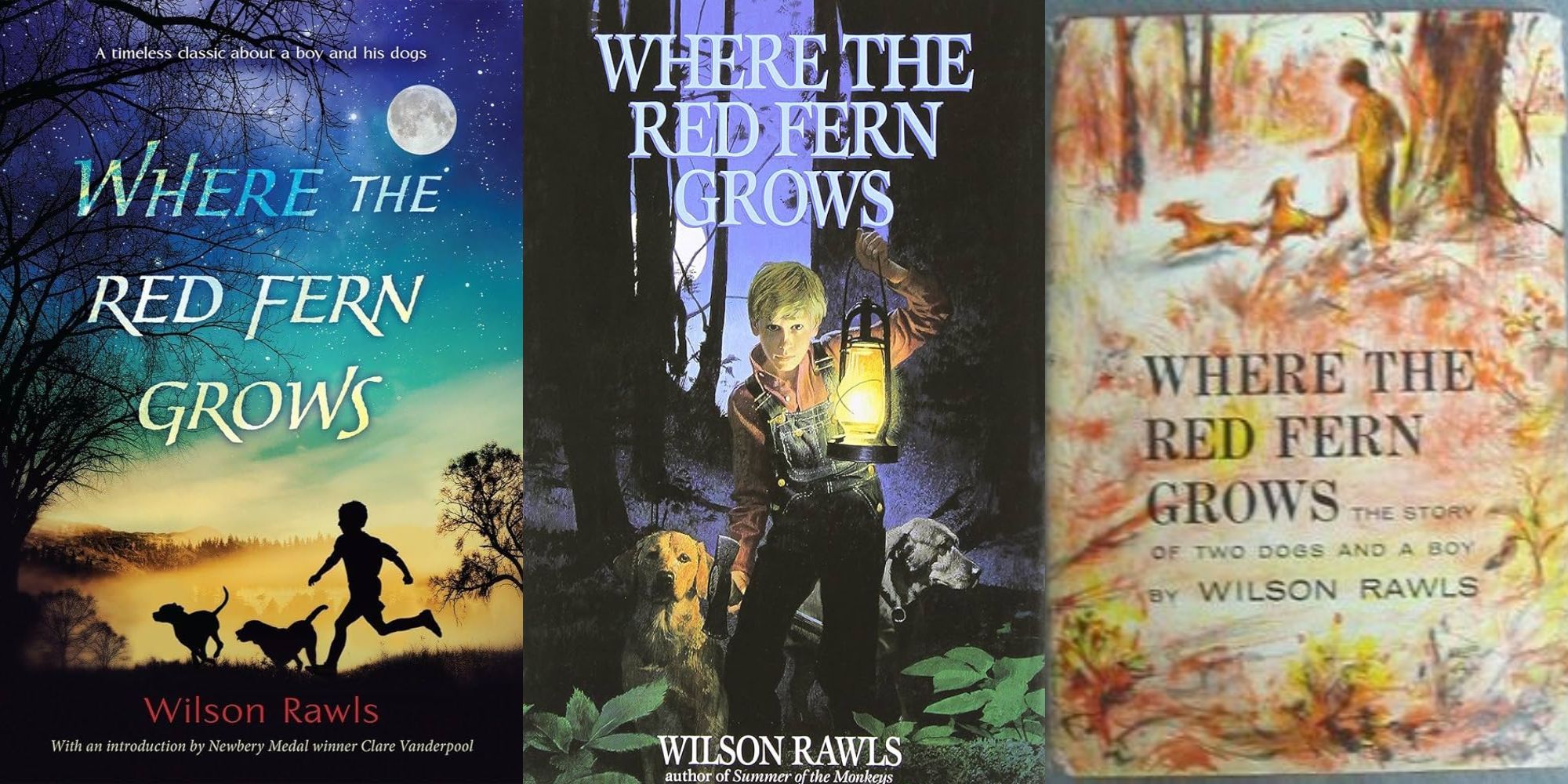 Split image of Where the red fern grows book covers
