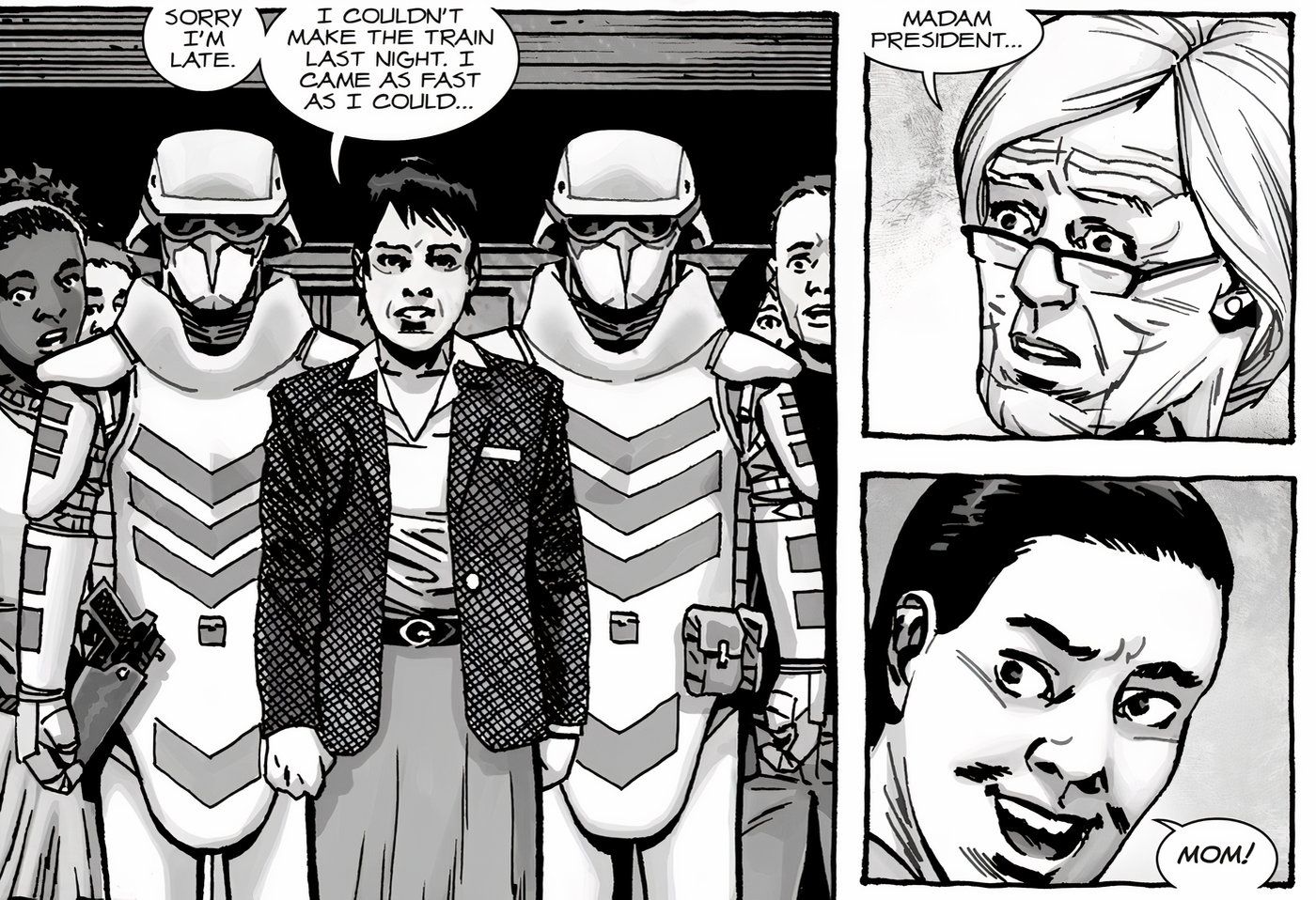 Maggie Greene being revealed as the President in The Walking Dead comic.