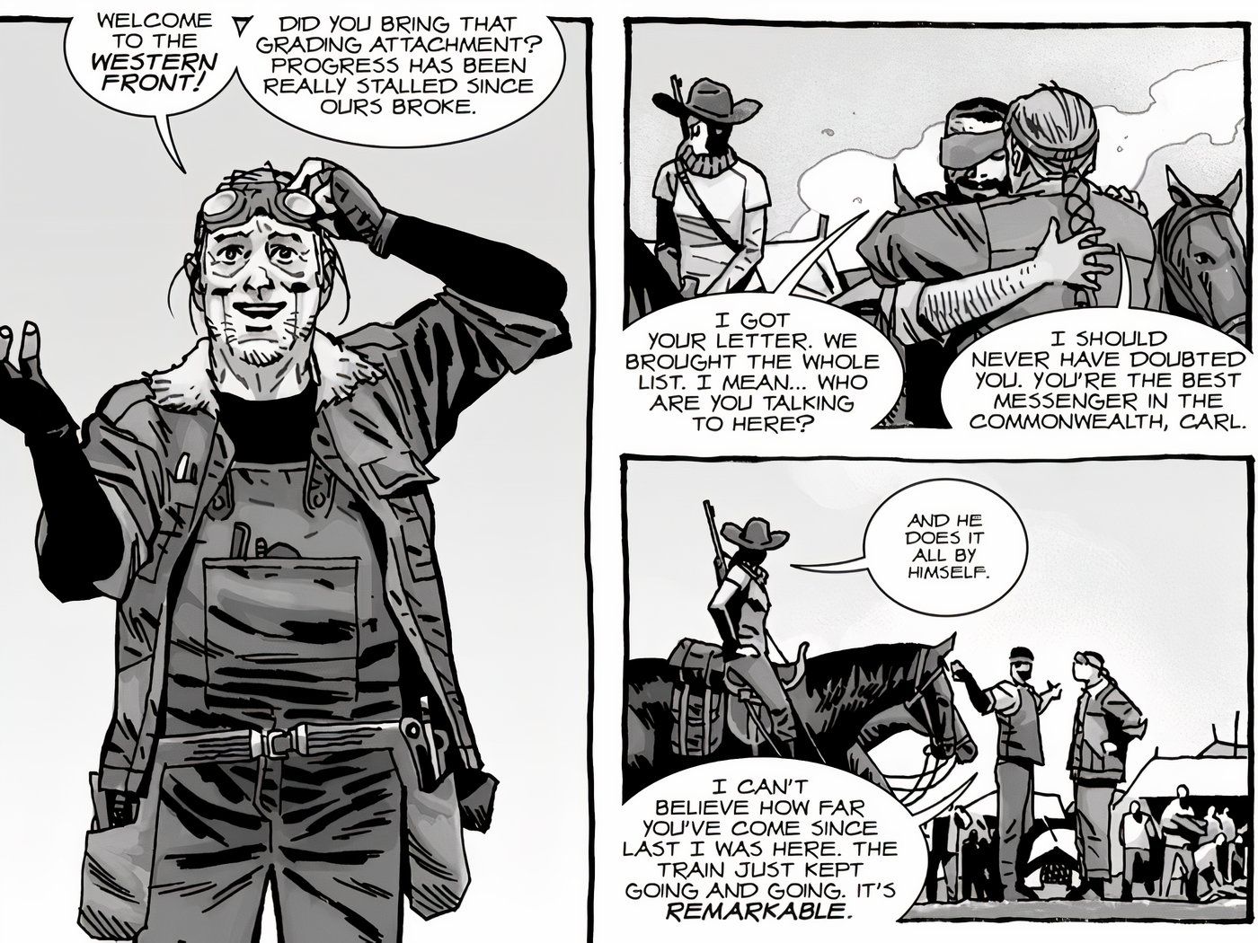 Eugene revealing that he's building a railroad to connect humanity in the future of The Walking Dead.