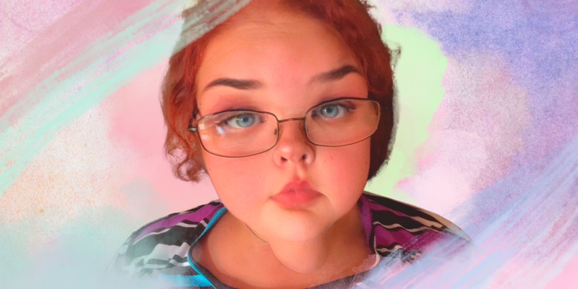 1000-lb Sister Tammy Slaton in filtered photo with pastel colored background