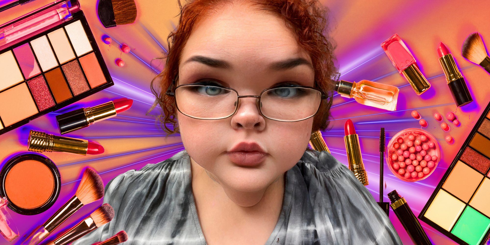 image of Tammy with makeup in the background