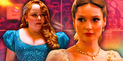 Penelope Featherington and Francesca Bridgerton against a colorful background of the Bridgerton books.