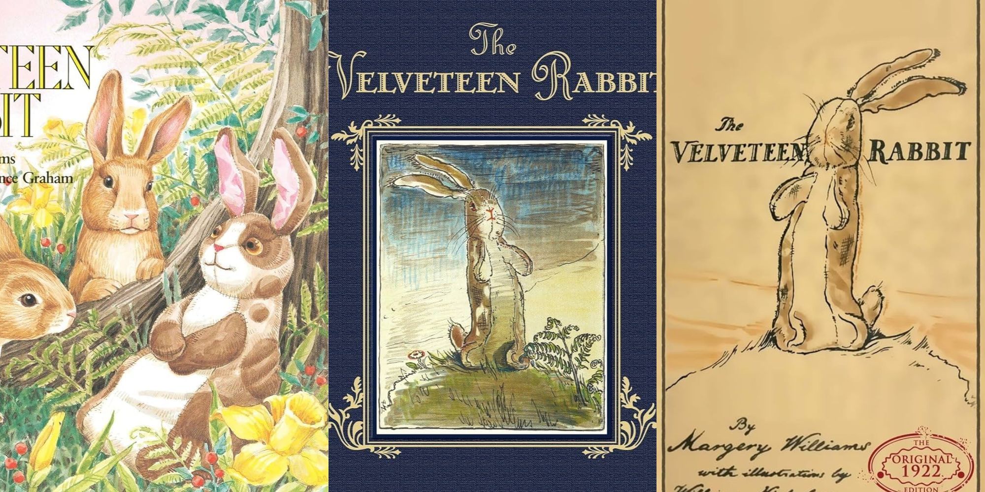Imagem dividida das capas dos livros Velveteen Rabbit