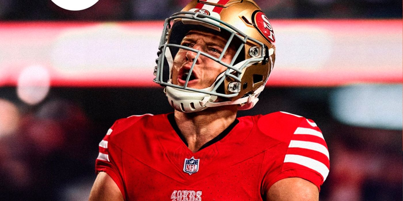 Christian McCaffrey de los 49ers en la portada de Madden NFL 25.