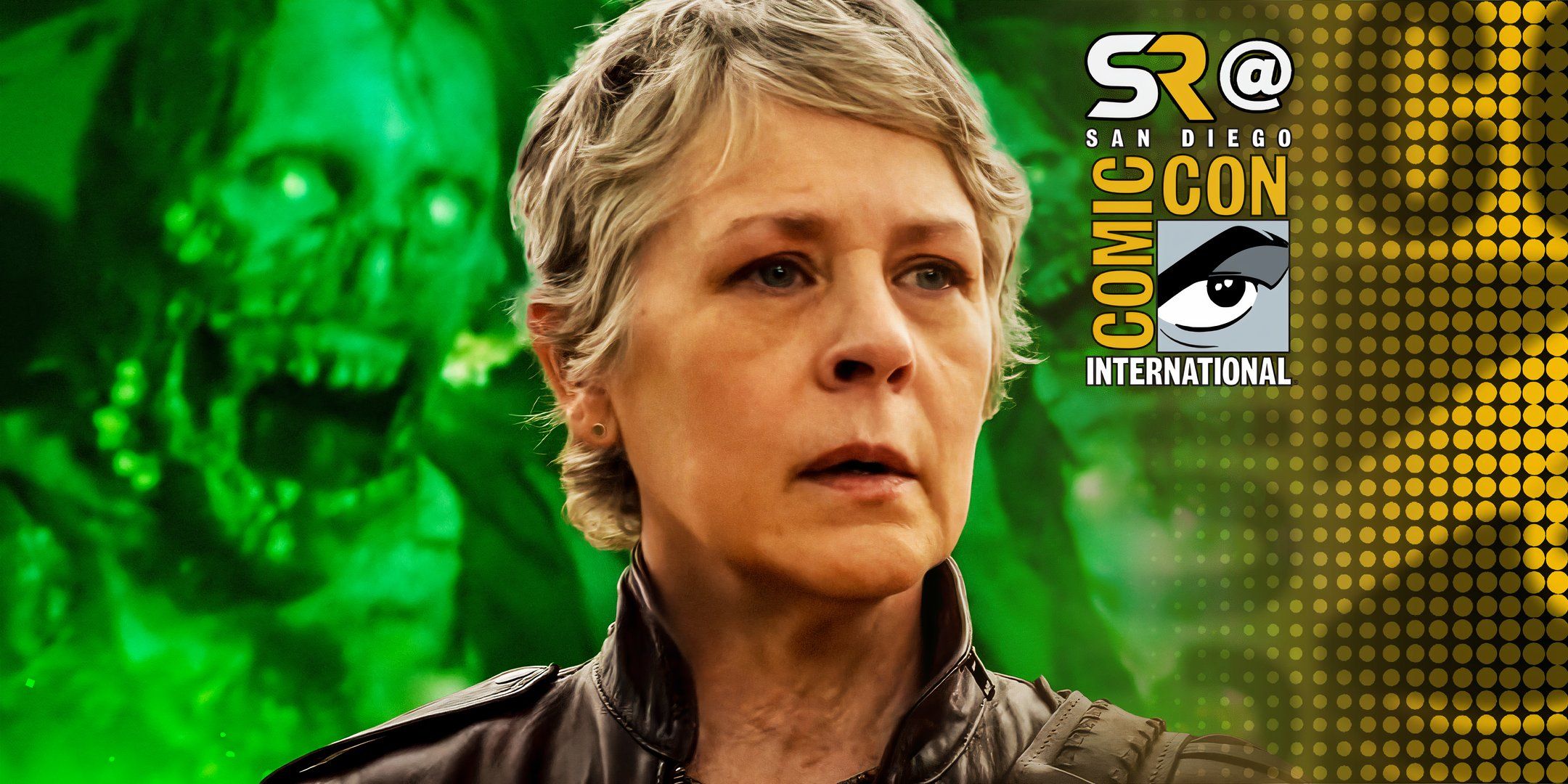 Edited image showing Carol from Daryl Dixon Season 2 with San Diego Comic Con watermark