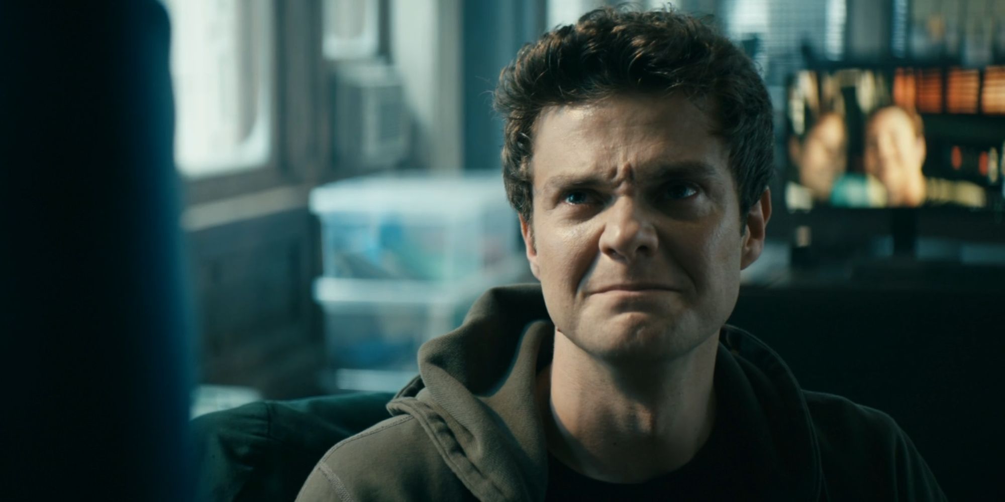 Jack Quaid looking upset as Hughie Campbell in The Boys