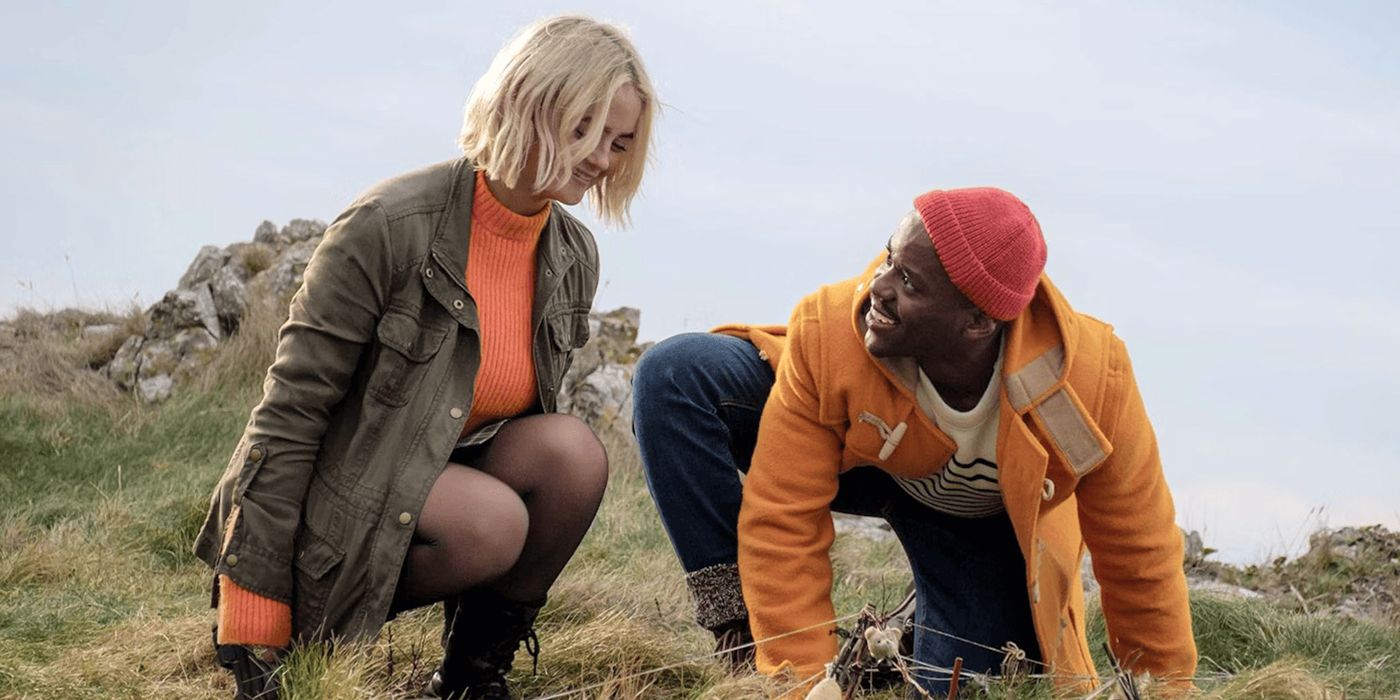 The Doctor and Ruby Gibson looking at the edge of a cliff in Doctor Who