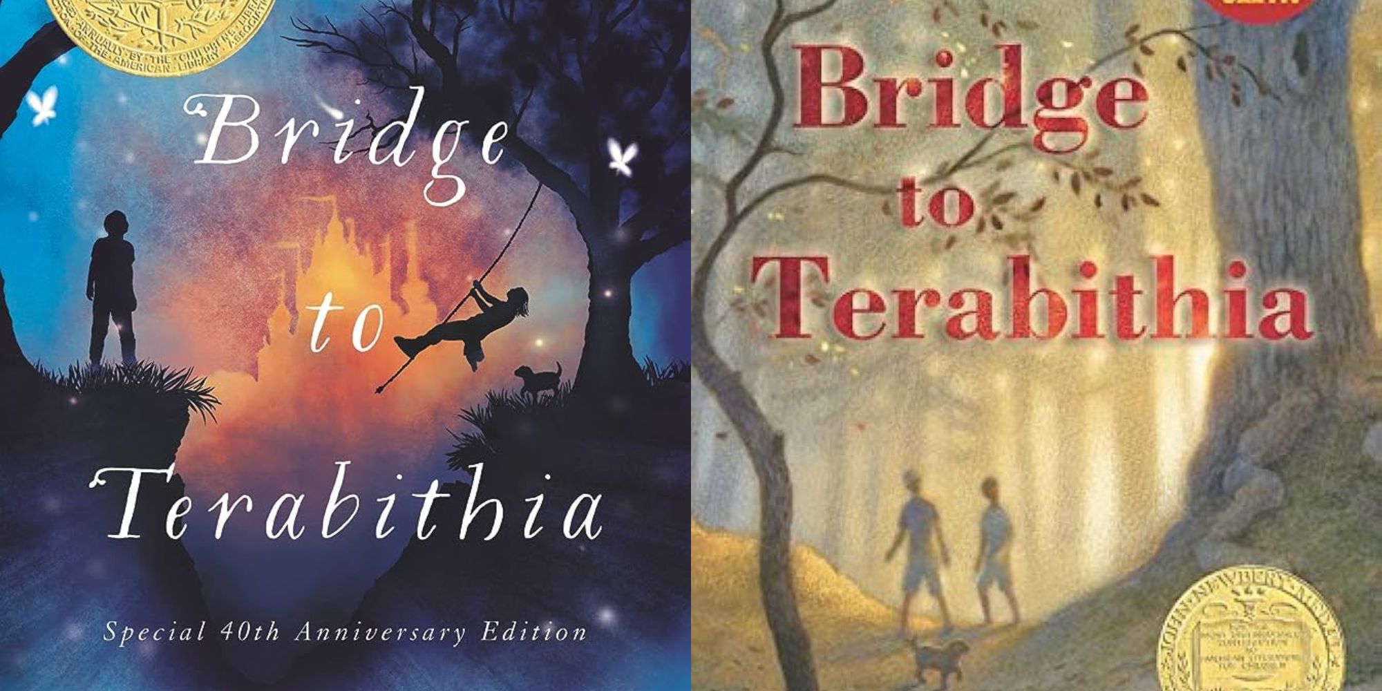 Split image of bridge to terabithia book covers