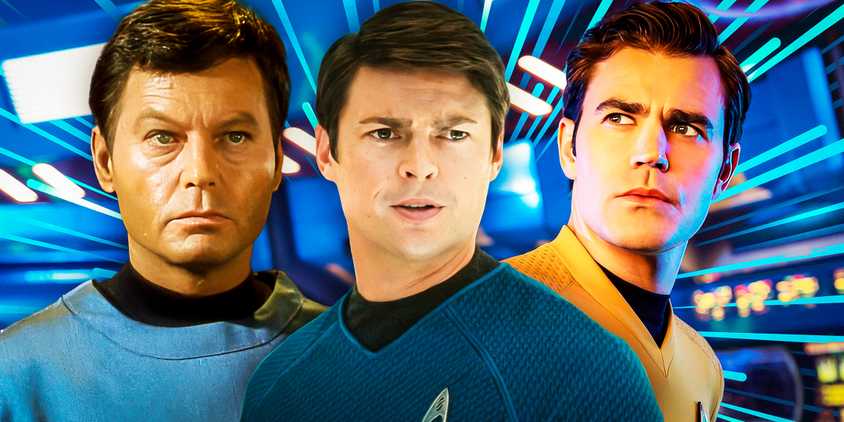 DeForest Kelley and Karl Urban as Dr. Leonard