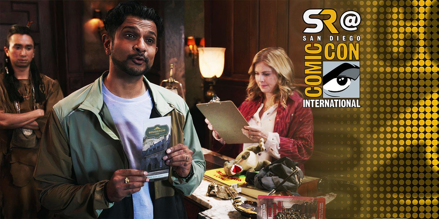 A blended image of Jay in Ghosts season 3 and SDCC 2024