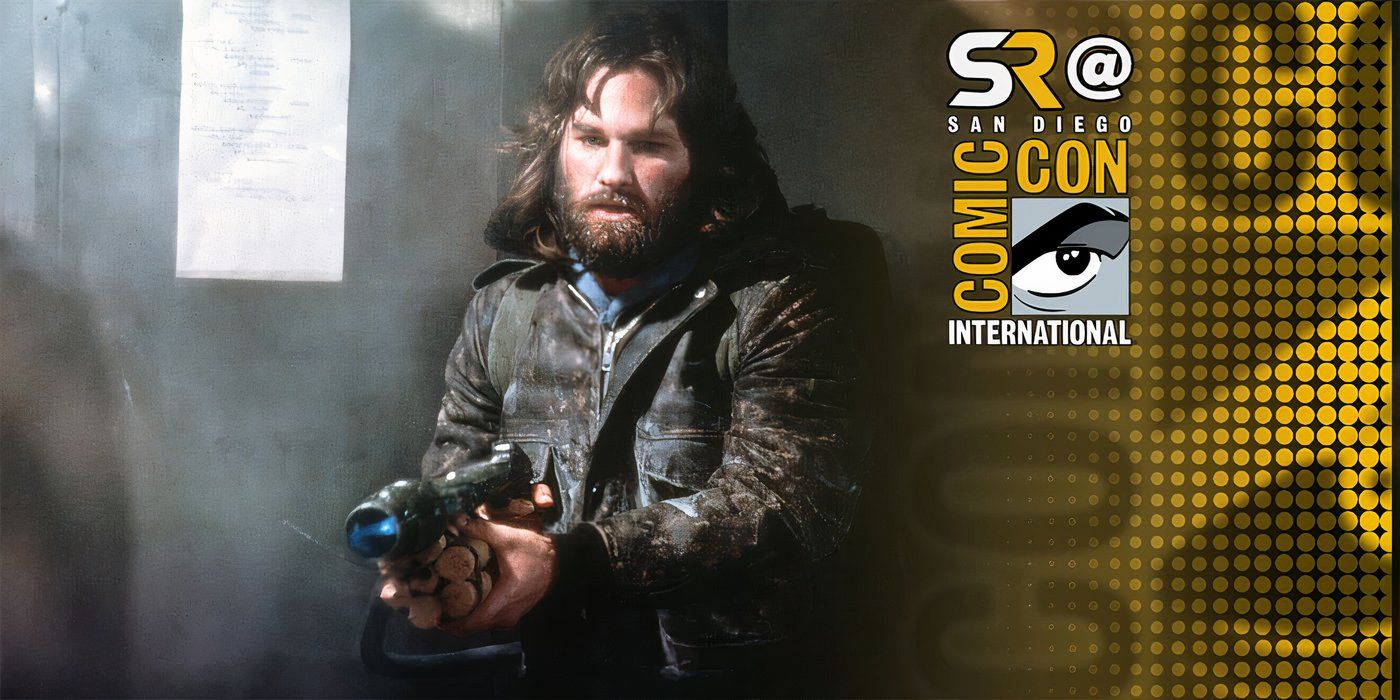 A blended image of Kurt Russell in The Thing and SDCC 2024