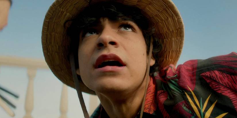 A Closeup of Iñaki Godoy as Monkey D Luffy in One Piece Season 1.