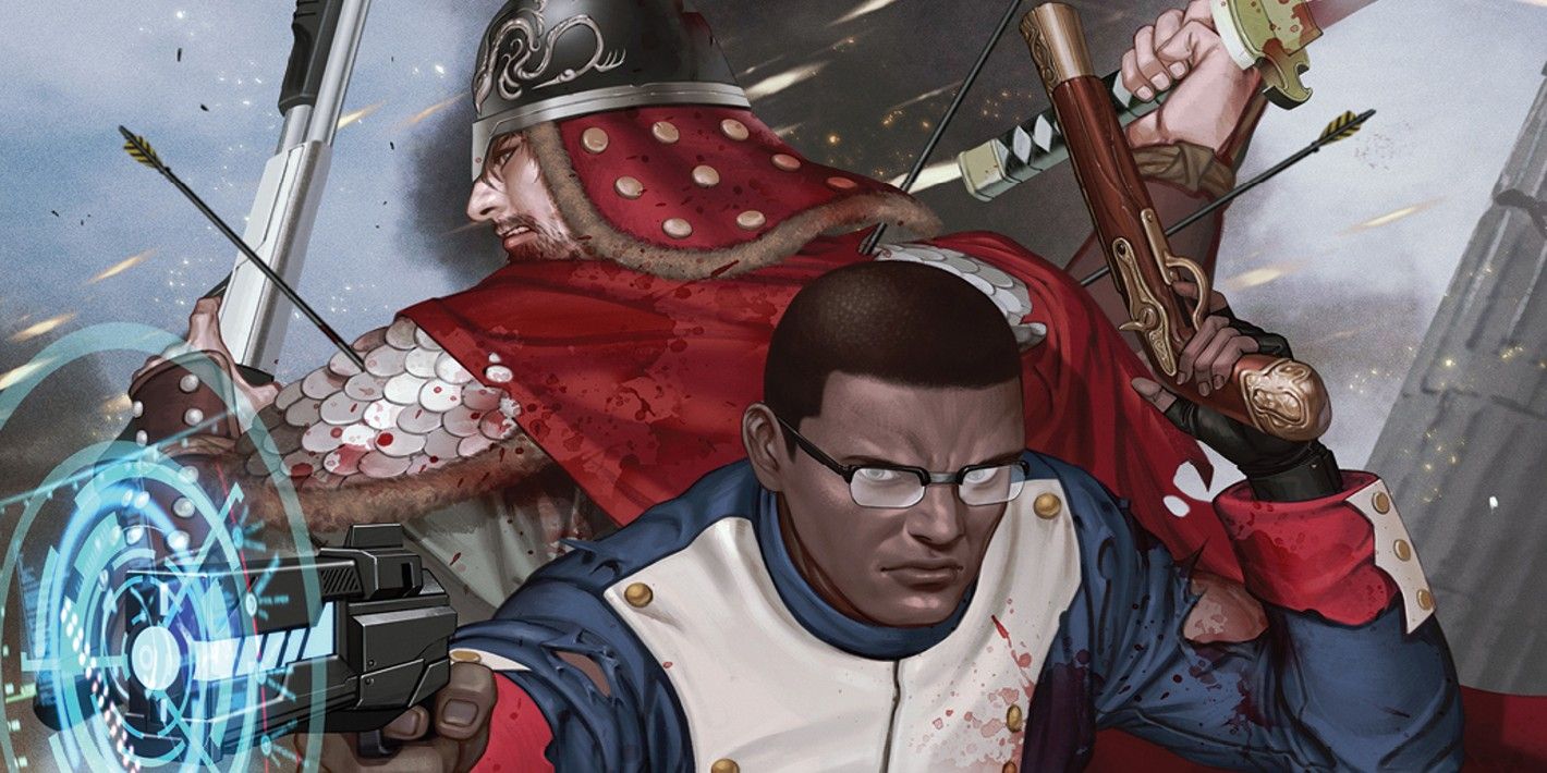 A Vicious Circle Feature Image, Ferris as a medieval knight and Thatcher as a Continental Army solider