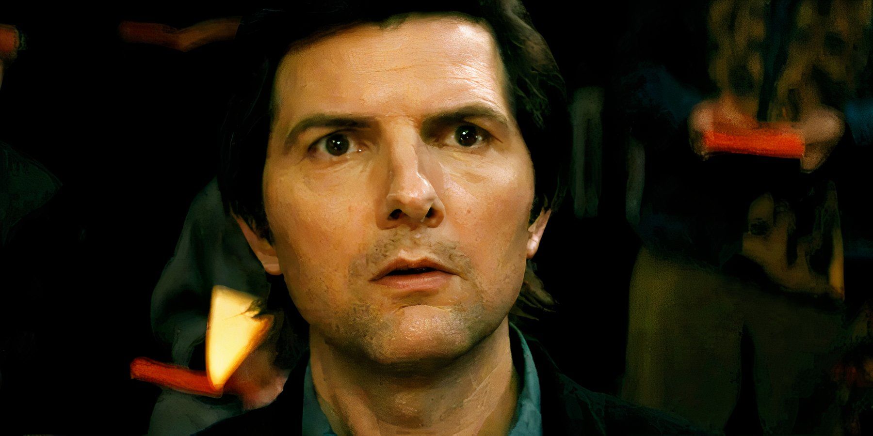 Adam Scott looking shocked as Mark S in Severance