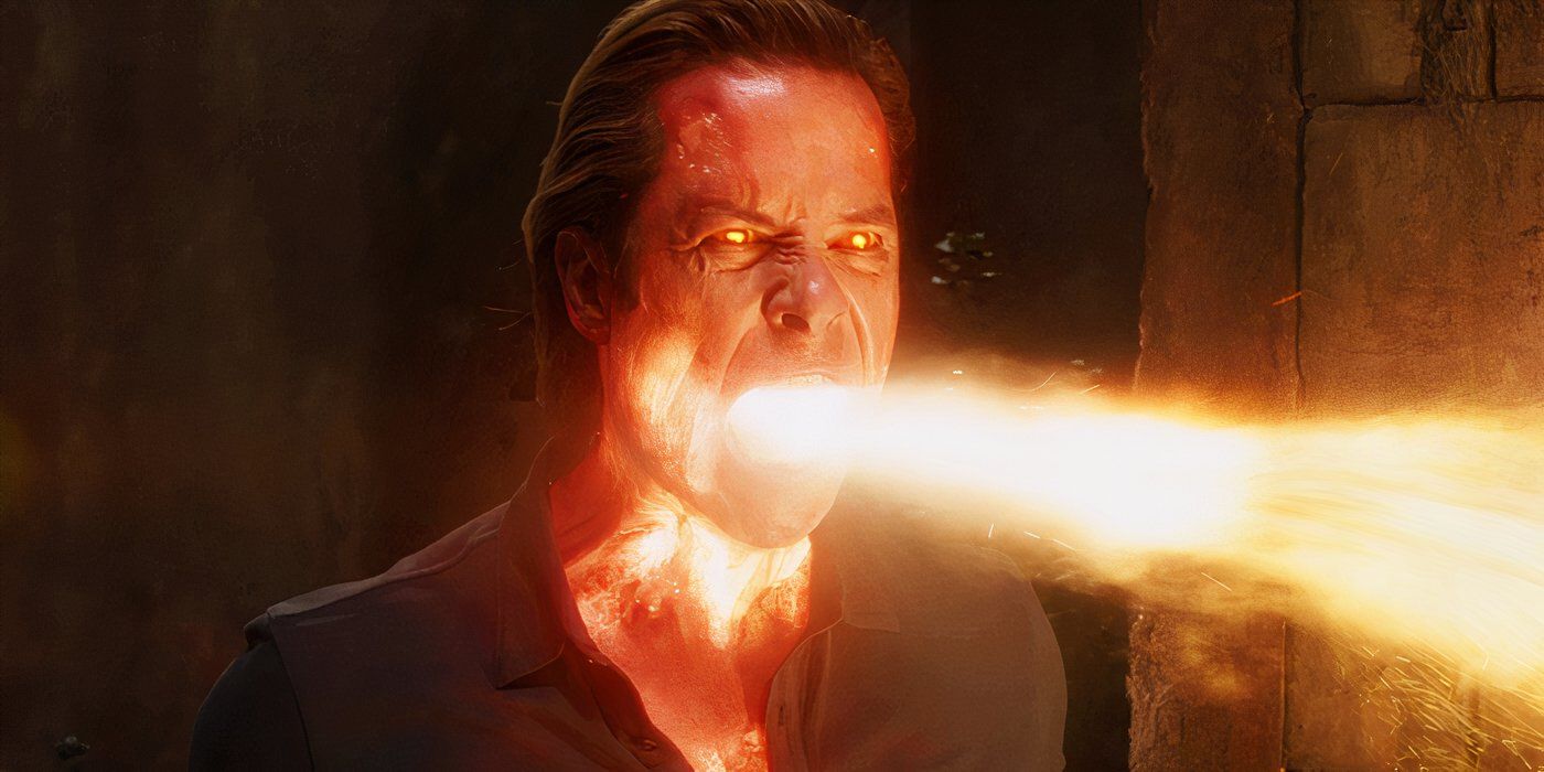 Aldrich Killian breathing fire in Iron Man 3