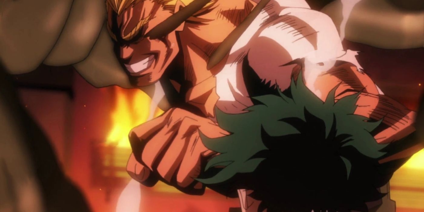 All Might protects Deku from the Sludge Villain after realizing that he needed to intervene in the fight.