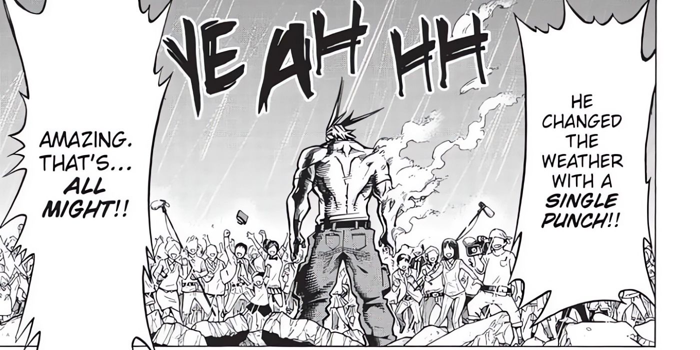 All Might&rsquo;s punch caused rain to begin falling on top of him and the spectators.