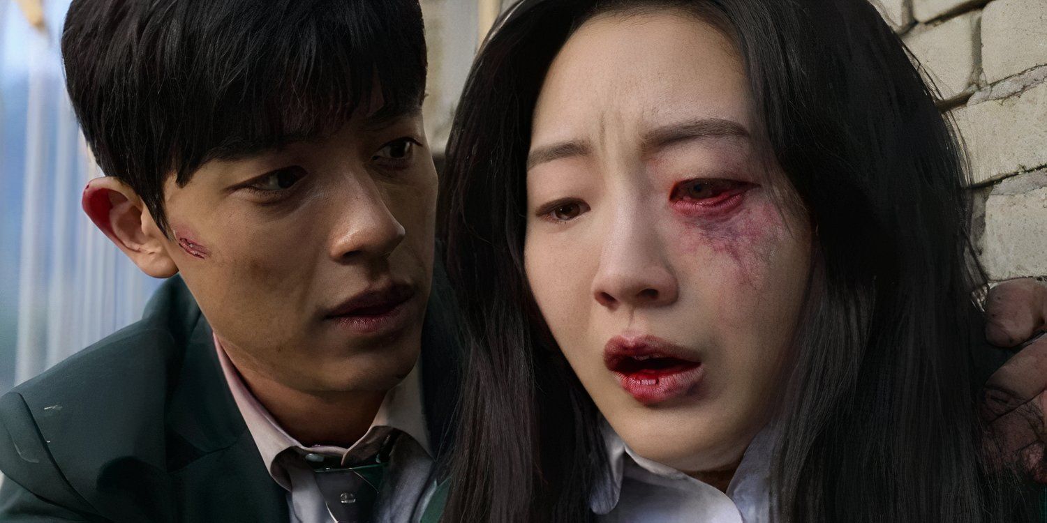 Lee Su-hyeok de All of Us Are Dead segura Nam-ra enquanto ela se transforma em um zumbi.