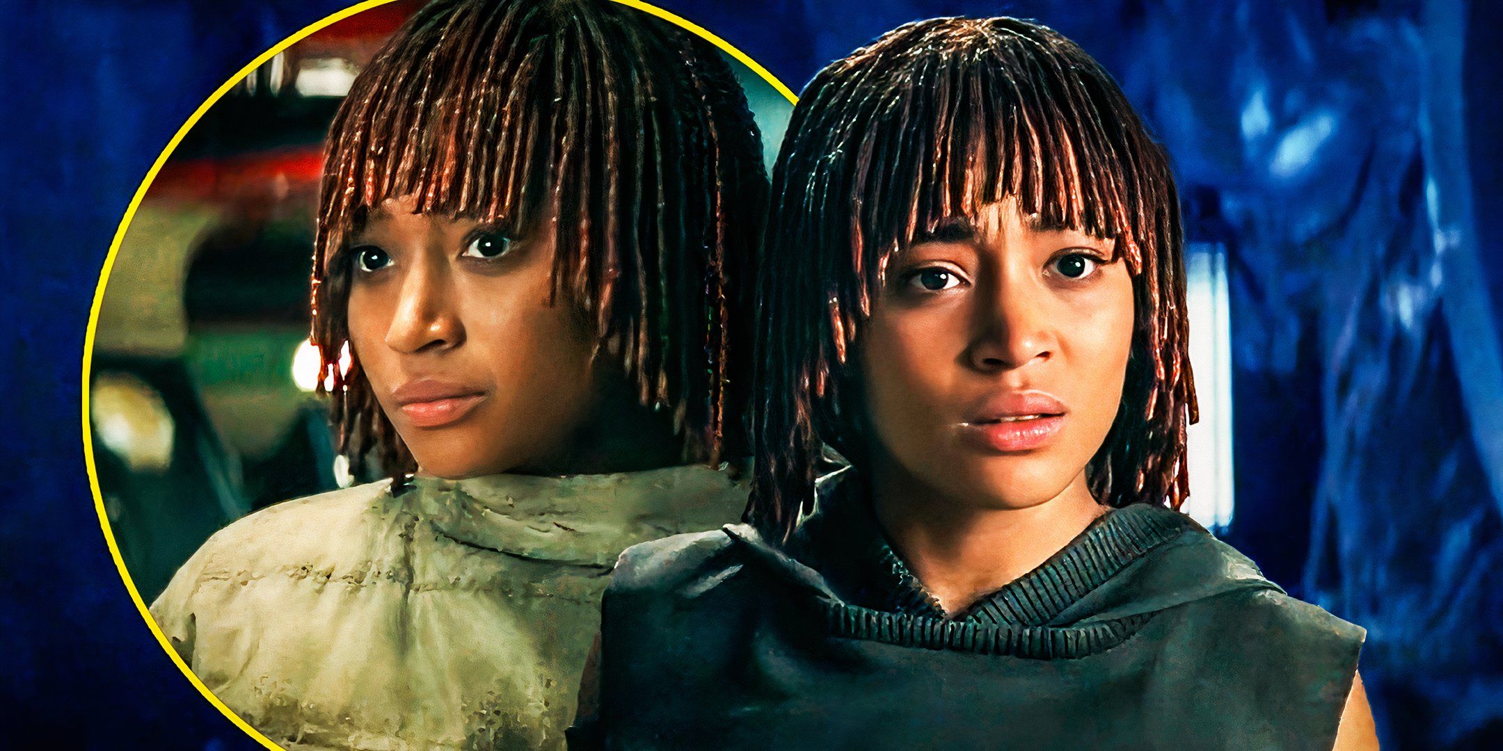 Osha Aniseya (Amandla Stenberg) looking confused next to Mae Aniseya in The Acolyte