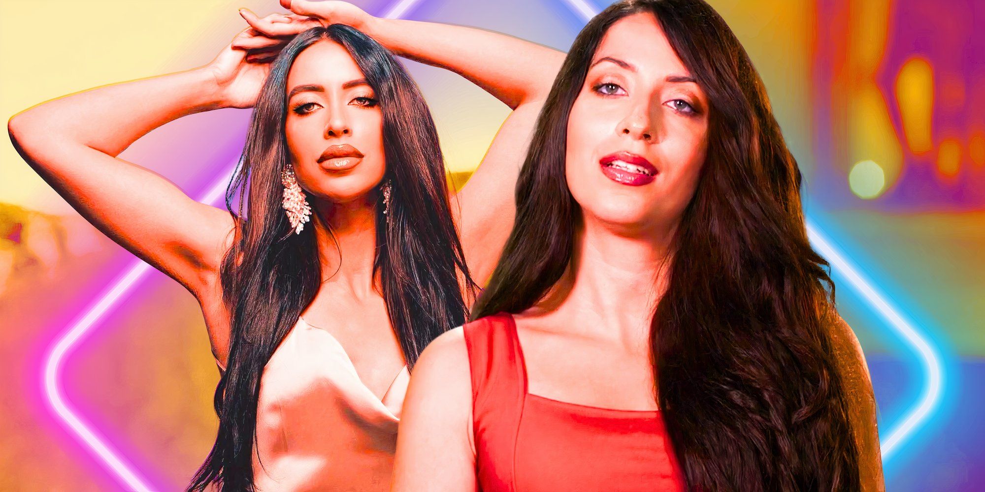 montage of Amira Lollysa 90 Day Fiancé side by side picture in red dress