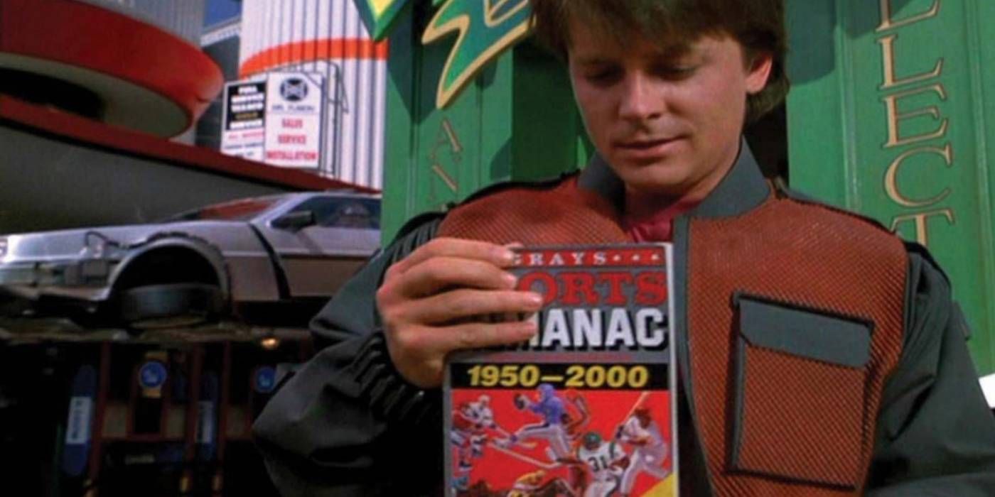 Back to the Future Part II Marty with sports almanac book