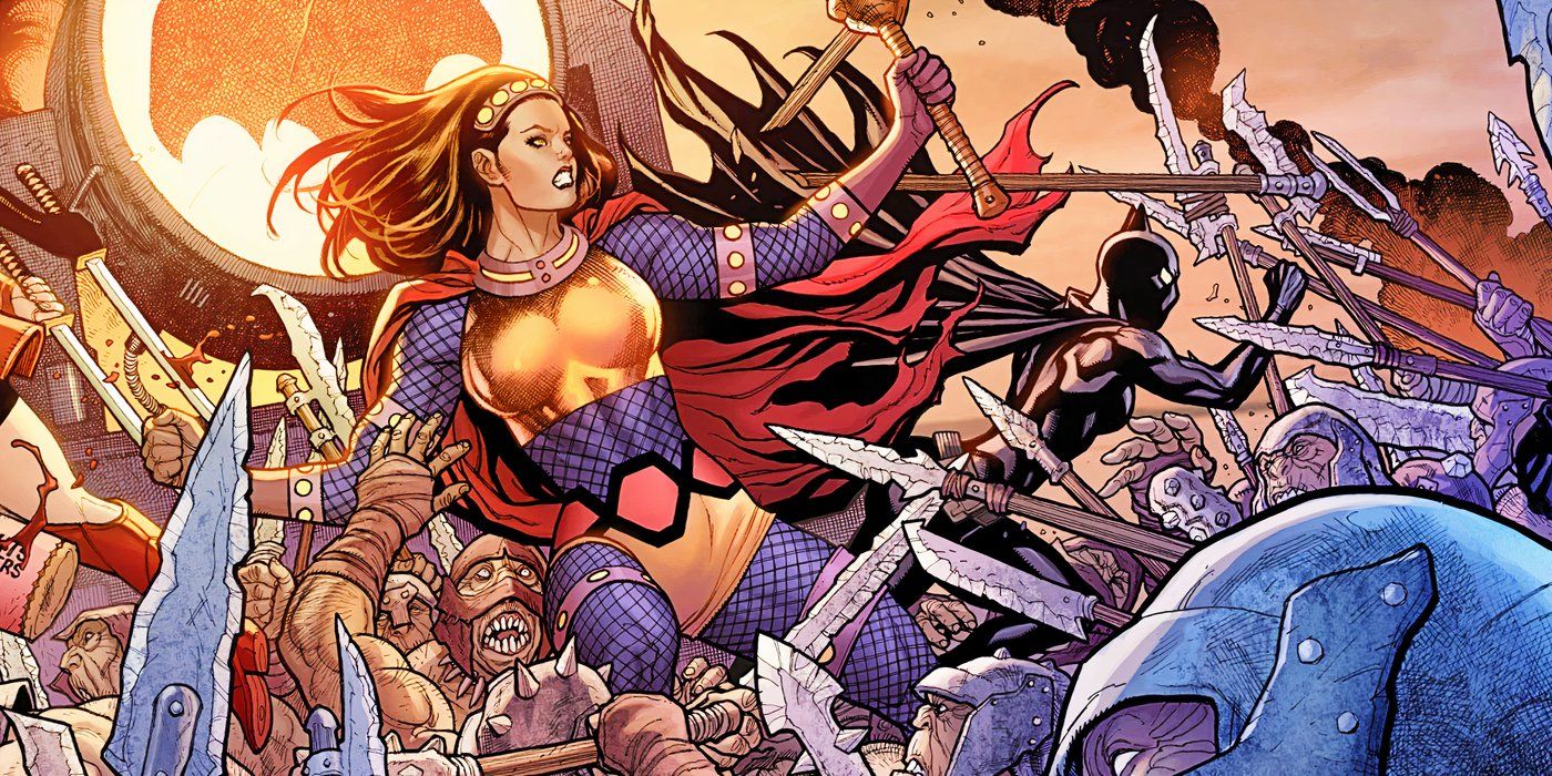 Big Barda fights side by side with Cassandra Cain.