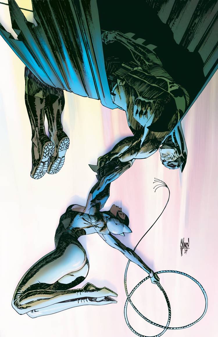 Batman #152 Batman catching catwoman fall whip