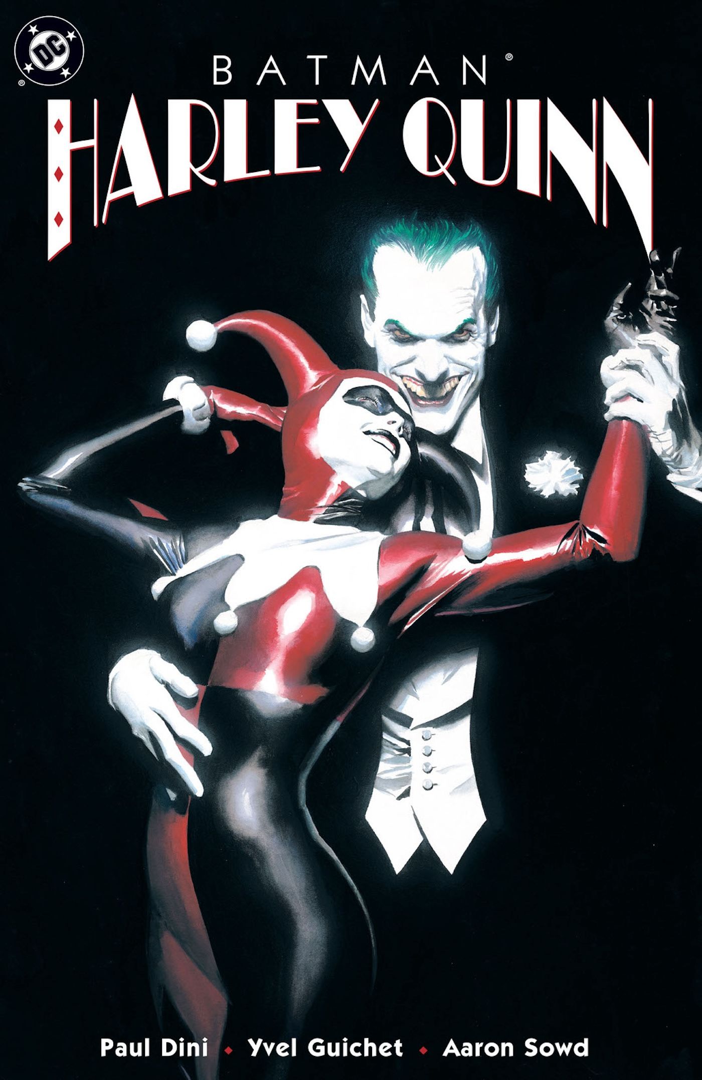 Capa principal de Batman Harley Quinn 1: Coringa dançando com Harley Quinn.