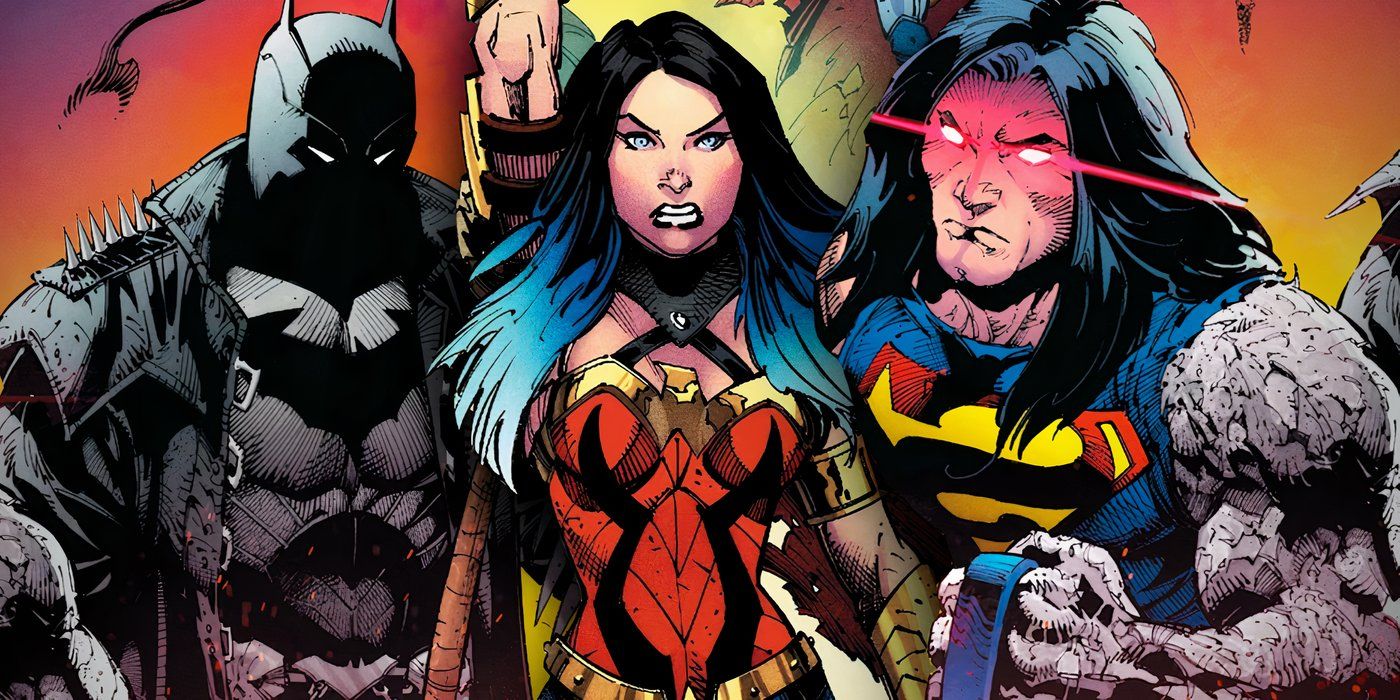 Batman Superman y Wonder Woman en DC Death Metal Comic Art