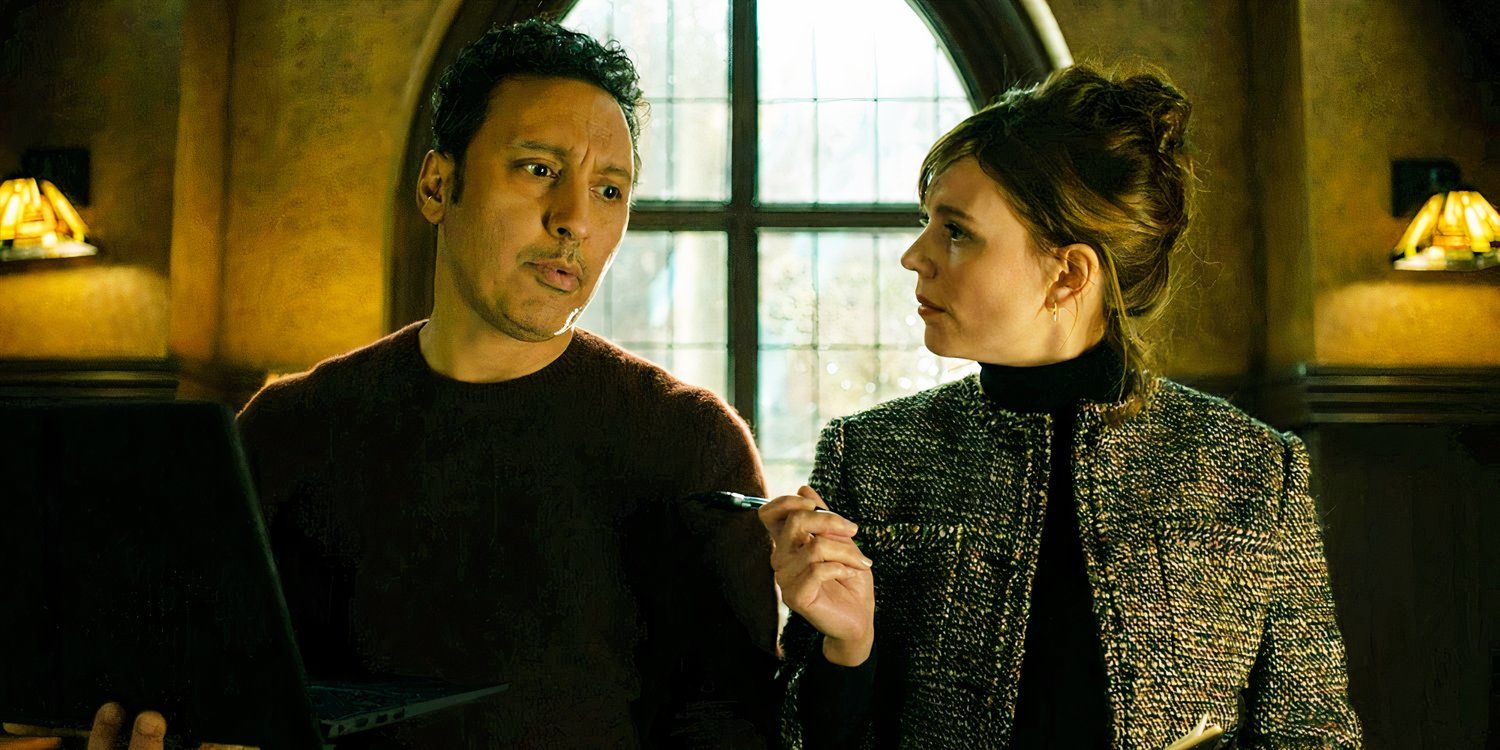 Ben Shakir (Aasif Mandvi) and Kristen (Katja Herbers) looking thoughtful in Evil season 4 episode 8